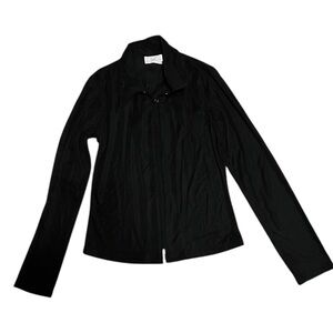 Slinky black collard zip-up top